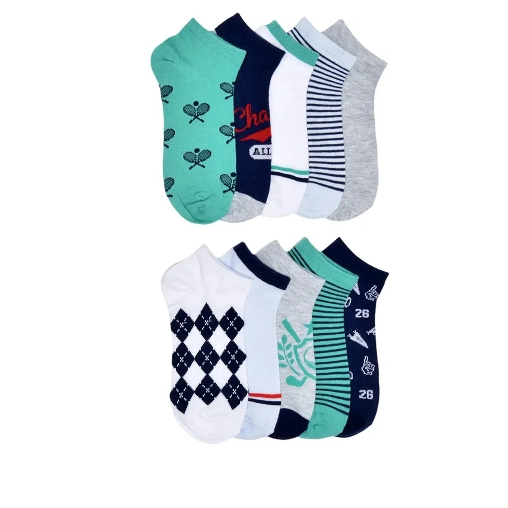 No‎ Boundaries Socks Women 4-10 Multicolor Low Cut 10 Pairs Sporty Green NEW